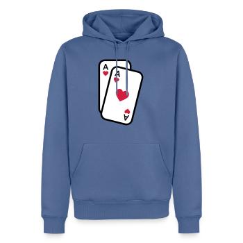Cartes as de coeur cartes à jouer poker - Sweat à capuche Premium bio Homme - bleu pigeon - Devant - Nico (187cm)