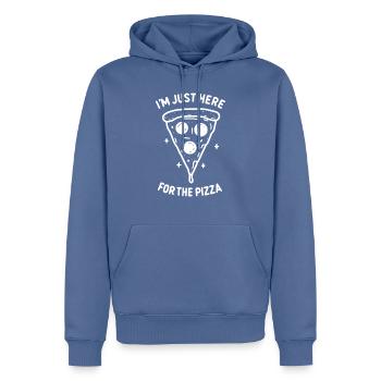 I'm Just Here for the Pizza - Men’s Premium Organic Hoodie - stone blue - Front - Nico (187cm)