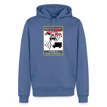 panneau radar - Sweat à capuche Premium bio Homme - bleu pigeon - Devant - Nico (187cm)