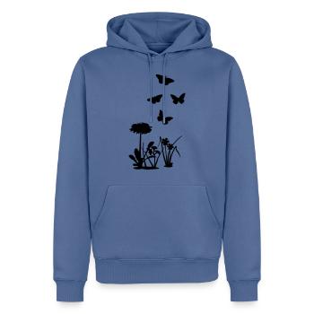 Spring Flowers and Butterflies, Nature - Sweat à capuche Premium bio Homme - bleu pigeon - Devant - Nico (187cm)