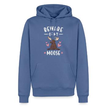 Elk Méfiez-vous de mon orignal - Sweat à capuche Premium bio Homme - bleu pigeon - Devant - Nico (187cm)