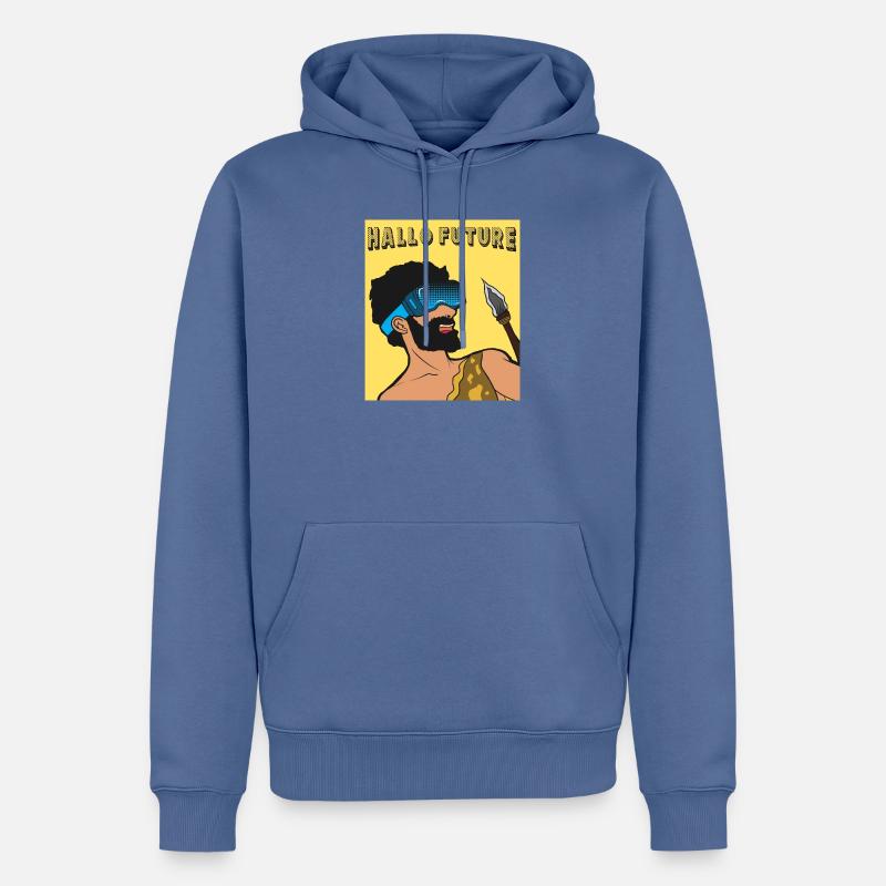 Hallo Future Caveman VR Stil - Männer Premium Bio Hoodie - Taubenblau