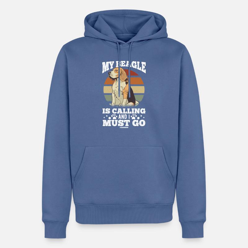 Beagle - Sweat à capuche Premium bio Homme - bleu pigeon