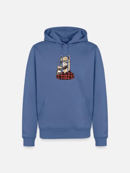 Kaffee Alpaka - Männer Premium Bio Hoodie - Taubenblau