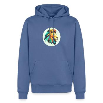 Löwenkopf - Männer Premium Bio Hoodie - Taubenblau - Vorne - Nico (187cm)