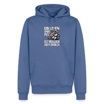 Lustiger Pizza Waschbär - Männer Premium Bio Hoodie - Taubenblau - Vorne - Nico (187cm)