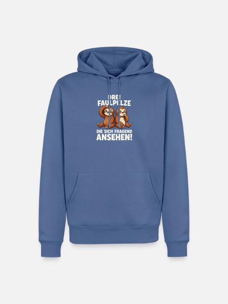Drei Faulpelze: Fragend Ansehen - Männer Premium Bio Hoodie - Taubenblau