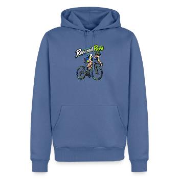 Rennrad Papa – Neon Sprint Illustration - Männer Premium Bio Hoodie - Taubenblau - Vorne - Nico (187cm)