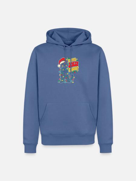 Grimmiger Weihnachtskater mit Lichtern - Männer Premium Bio Hoodie - Taubenblau