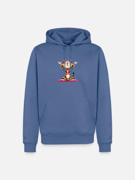 Katze macht Yoga | Meditationskatze - Männer Premium Bio Hoodie - Taubenblau
