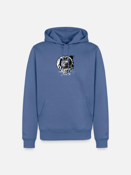 Kosmische Katze im Retro-Raumanzug - Männer Premium Bio Hoodie - Taubenblau