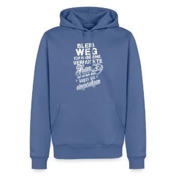 Bleib weg ich habe eine verrückte Frau Shirt - Männer Premium Bio Hoodie - Taubenblau - Vorne - Nico (187cm)
