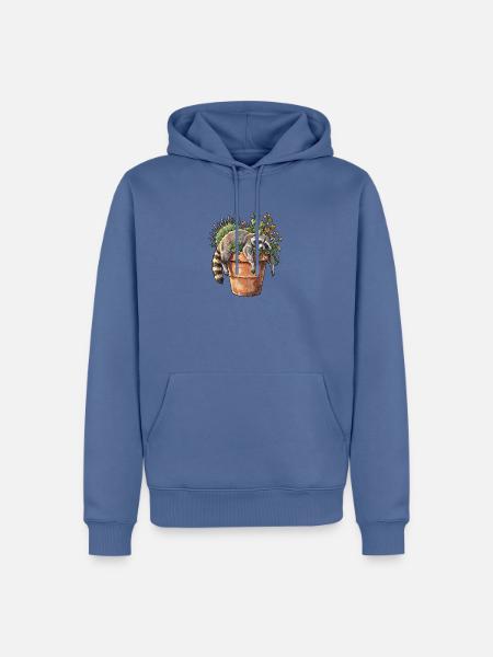 Siesta Waschbär - Männer Premium Bio Hoodie - Taubenblau