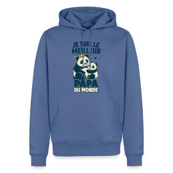 Le meilleur papa du monde cadeau fête des pères - Sweat à capuche Premium bio Homme - bleu pigeon - Devant - Nico (187cm)
