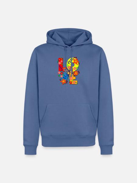 Lebendige florale Liebesbriefe - Männer Premium Bio Hoodie - Taubenblau