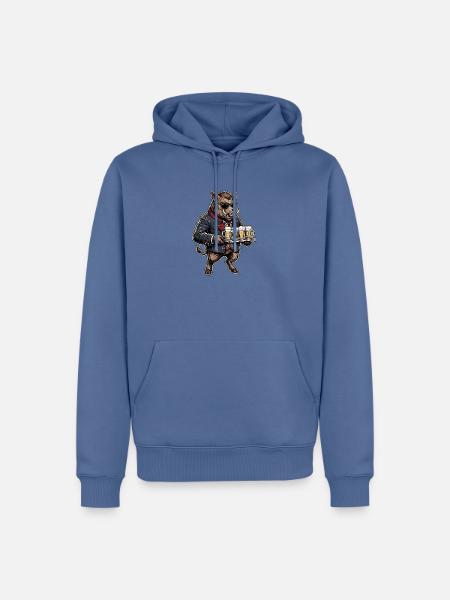 Bier Wildschwein Biergarten - Männer Premium Bio Hoodie - Taubenblau