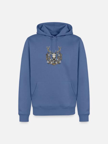 Hopfen Hirsch - Männer Premium Bio Hoodie - Taubenblau