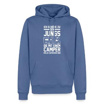 Wohnmobil Wohnwagen Caravan Camper Camping - Männer Premium Bio Hoodie - Taubenblau - Vorne - Nico (187cm)