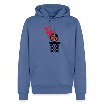 feu de basket - Sweat à capuche Premium bio Homme - bleu pigeon - Devant - Nico (187cm)