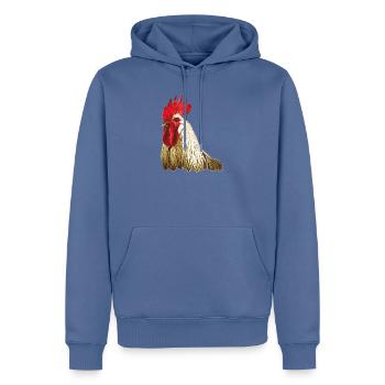 Rooster - Men’s Premium Organic Hoodie - stone blue - Front - Nico (187cm)
