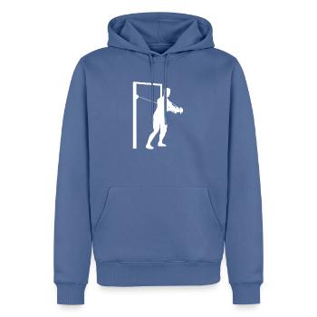 Pull Bodybuilding Strength Training Fitness - Men’s Premium Organic Hoodie - stone blue - Front - Nico (187cm)