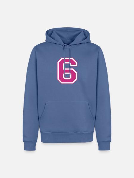 6 - Sweat à capuche Premium bio Homme - bleu pigeon