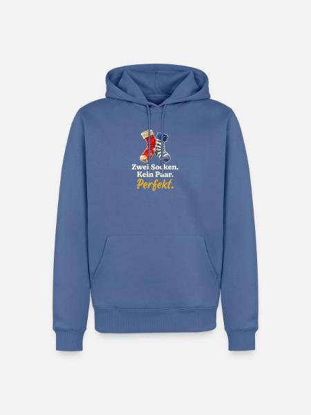 Zwei Socken. Kein Paar. Perfekt. - Männer Premium Bio Hoodie - Taubenblau