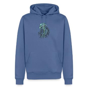 Kassettenband Qualle - Männer Premium Bio Hoodie - Taubenblau - Vorne - Nico (187cm)