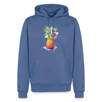 ananas - Sweat à capuche Premium bio Homme - bleu pigeon - Devant - Nico (187cm)