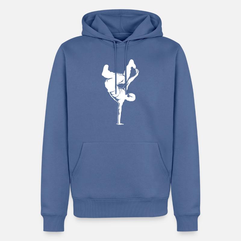Breakdance Silhouette - Männer Premium Bio Hoodie - Taubenblau