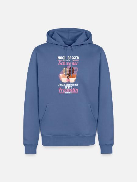 Beste Freundin - Männer Premium Bio Hoodie - Taubenblau