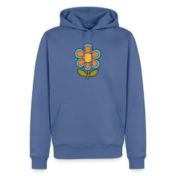 70er Jahre Blume Muster Retro flowerpower - Männer Premium Bio Hoodie - Taubenblau - Vorne - Nico (187cm)