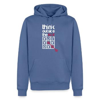 Think outside the box - Sweat à capuche Premium bio Homme - bleu pigeon - Devant - Nico (187cm)