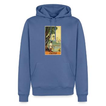 Affiche vintage classique de Calicut - Sweat à capuche Premium bio Homme - bleu pigeon - Devant - Nico (187cm)