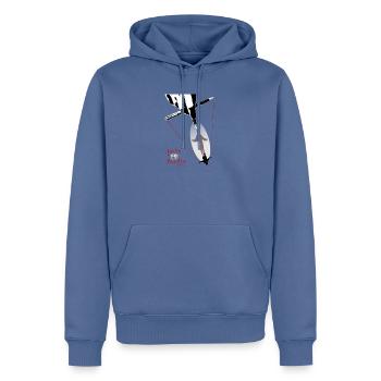 théâtre - Sweat à capuche Premium bio Homme - bleu pigeon - Devant - Nico (187cm)