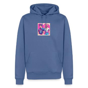 Man and woman of the 90s - Men’s Premium Organic Hoodie - stone blue - Front - Nico (187cm)