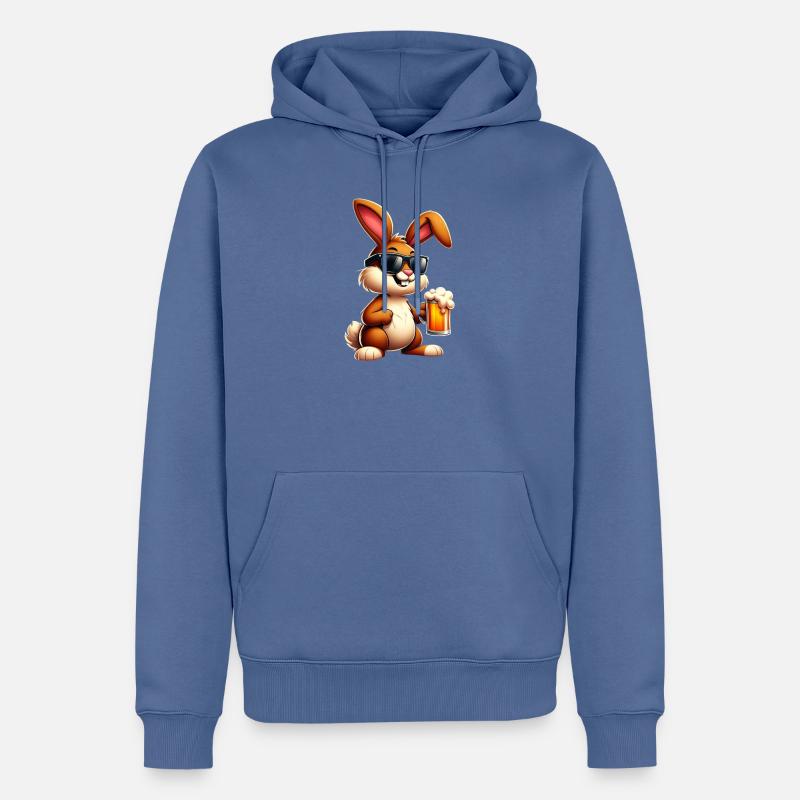 Osterhase mit einem Bier - Männer Premium Bio Hoodie - Taubenblau