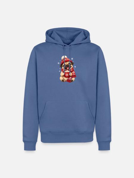 Mops Hund süßer Mops niedlicher Mops - Männer Premium Bio Hoodie - Taubenblau