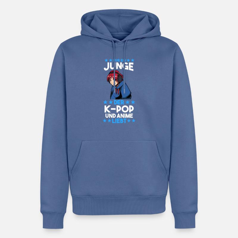 Anime K-pop - Sweat à capuche Premium bio Homme - bleu pigeon