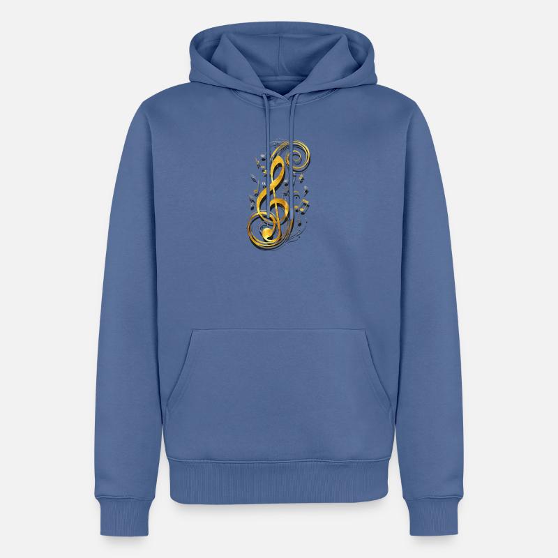 Musique - Clé de musique - Clé de partition - Note - Sweat à capuche Premium bio Homme - bleu pigeon
