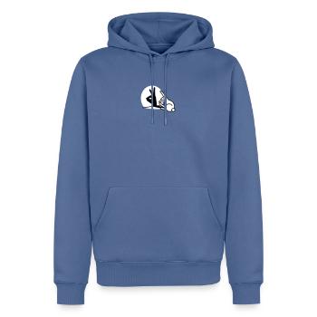 Funny Rabbit hand shadow puppets humor pop art - Men’s Premium Organic Hoodie - stone blue - Front - Nico (187cm)