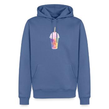 Milkshake aux couleurs pastel avec garniture à la crème - Sweat à capuche Premium bio Homme - bleu pigeon - Devant - Nico (187cm)