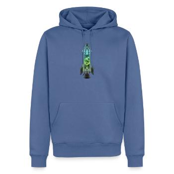 Röntgen Rakete Silvester - Männer Premium Bio Hoodie - Taubenblau - Vorne - Nico (187cm)