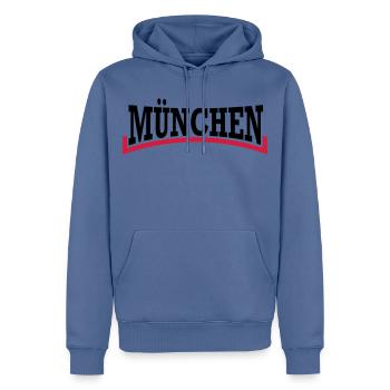Munich, München - Sweat à capuche Premium bio Homme - bleu pigeon - Devant - Nico (187cm)