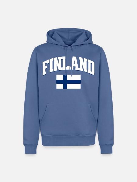Finnland Fußballliebhaber Retro-Sportdesign - Männer Premium Bio Hoodie - Taubenblau
