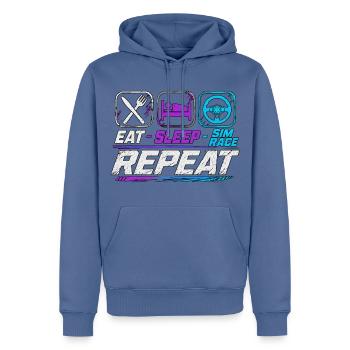 Eat sleep sim race repeat für Sim Racing Fans - Männer Premium Bio Hoodie - Taubenblau - Vorne - Nico (187cm)