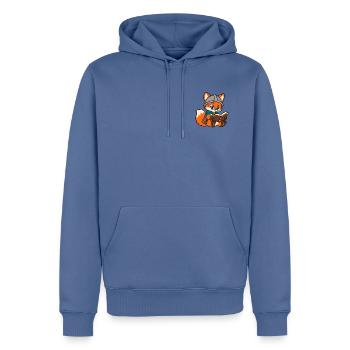 Süßer Lesefuchs mit Brille - Männer Premium Bio Hoodie - Taubenblau - Vorne - Nico (187cm)