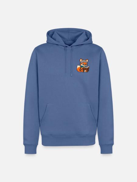 Süßer Lesefuchs mit Brille - Männer Premium Bio Hoodie - Taubenblau