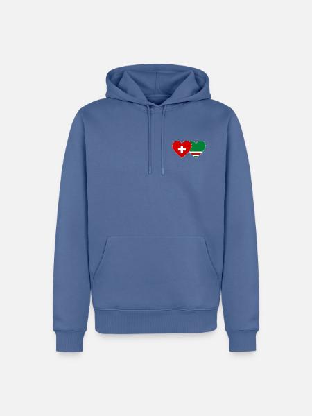 Schweiz Tschetschenien Flagge Herz - Männer Premium Bio Hoodie - Taubenblau