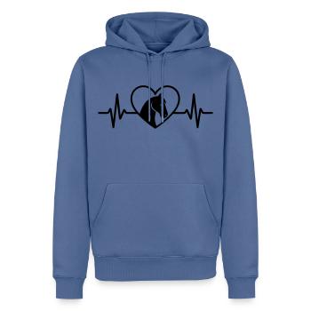 Cheval dans l’âme L’amour de l’équitation - Sweat à capuche Premium bio Homme - bleu pigeon - Devant - Nico (187cm)